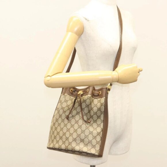 GUCCI GG Supreme Shoulder Bag PVC Beige Gold Auth yk19065 - Picture 1 of 16